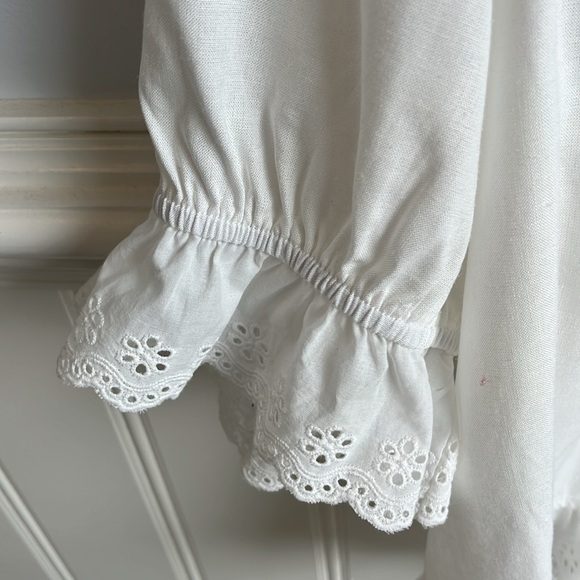 Carly Jean Los Angeles Florence Blouse White Eyelet Lace Trim - Picture 4 of 6